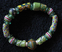 Handmade Recycled Glass African Trade Bead Bracelet - Grass