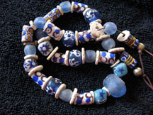Handmade Recycled Glass African Trade Bead Necklace - Blue Skies