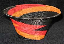 Medium African Zulu Telephone Wire Basket/Bowl - Firebird