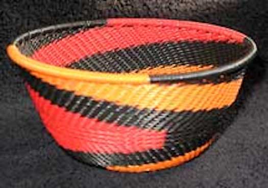 Small African Zulu Telephone Wire Basket/Bowl - FireBird