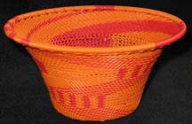 Medium African Zulu Telephone Wire Basket/Bowl - Orange Juice