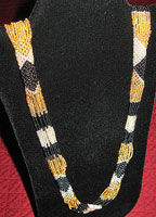 Handmade African Zulu Bead Necklace 40" - Golds, Silver & Black