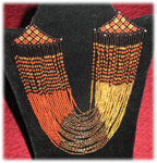Handmade African Zulu Bead Necklace Bracelet Set - Golden Sands