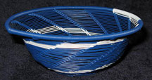 Open Weave African Zulu Telephone Wire Bowl - Blue/White