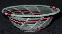 Open Weave African Zulu Telephone Wire Bowl - Grey/Pink/Black