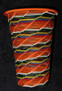 Open Weave African Zulu Telephone Wire Cup/Vase - Orange Multi #2