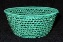 Handmade African Zulu Telephone Wire Basket with Beads - Green