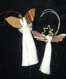 Set of Two Handmade Banana Fiber & Sisal Angel Ornaments