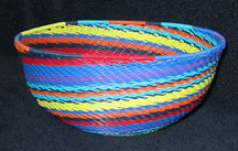 Medium African Zulu Telephone Wire Basket/Bowl - Fabulous Spiral