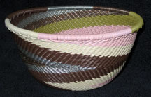 Small African Zulu Telephone Wire Basket/Bowl - Cherry Blossom