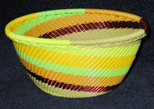Small African Zulu Telephone Wire Basket/Bowl - Sunflower