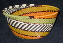 Small African Zulu Telephone Wire Basket/Bowl - Fabric Print