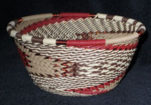 Small African Zulu Telephone Wire Basket Bowl - Wild Turkey