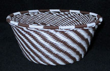 Small African Zulu Telephone Wire Basket/Bowl - Zebra Stripes