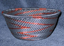 Small African Zulu Telephone Wire Basket Bowl - Black Copper