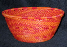 Small African Zulu Telephone Wire Basket Bowl - Orange Fantasy