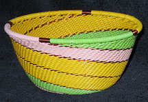 Small African Zulu Telephone Wire Basket Bowl - Pastel Swirl