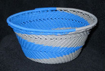 Small African Zulu Telephone Wire Basket/Bowl - Blue Heron