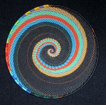 Small African Zulu Telephone Wire Basket Plate - Black Tweed Swirl