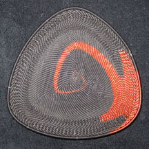 African Zulu Telephone Wire Basket Triangle Plate - Copper Flame