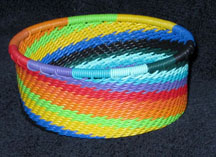 African Zulu Telephone Wire Basket - Tuna Can - Rainbow
