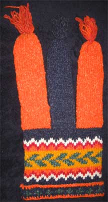 Handmade Jester Folk Pattern Wool Knit Cap/Hat - Chile - Blue/Orange
