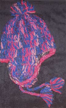 Handmade Andean "Crazy Fun" Wool Knit Cap/Hat - Chile - Blues/Pinks
