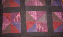 Thai Handmade Silk Patchwork Quilt/Bed Cover - Dark Colors - 90" x 76"