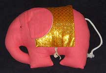 Coral Stuffed Thai Elephant Pillow