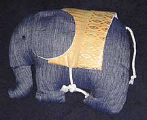Denim Stuffed Thai Elephant Pillow