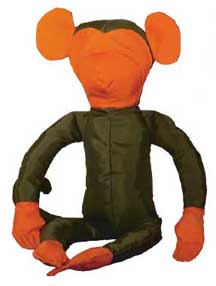 Orange/Olive Nylon "Slim" the Monkey Stuffed Animal