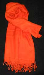 Large Handmade Pashmina/Silk Shawl - Orange