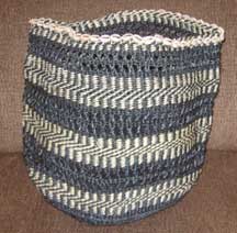 African Sisal Flexible Basket - Black and White Lace with Shells
